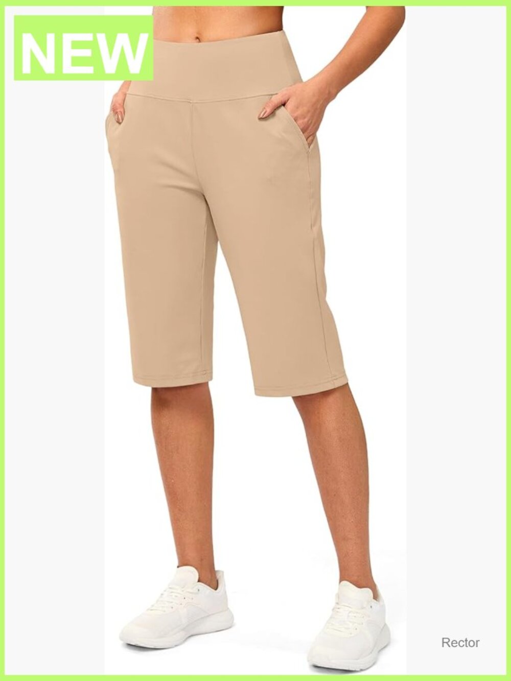 Bermuda Long Shorts 14" Knee Length with Pockets High Waisted Athletic Casual